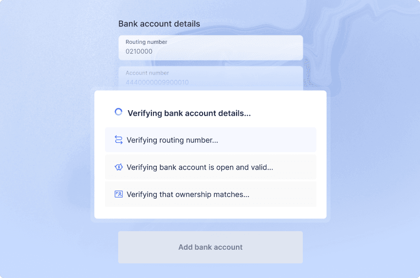 validate bank account to prevent fraud